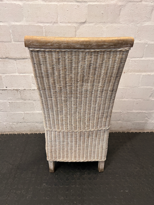 Woven Wicker Dining Chair with Wooden Detail - 2ndhandwarehouse.com