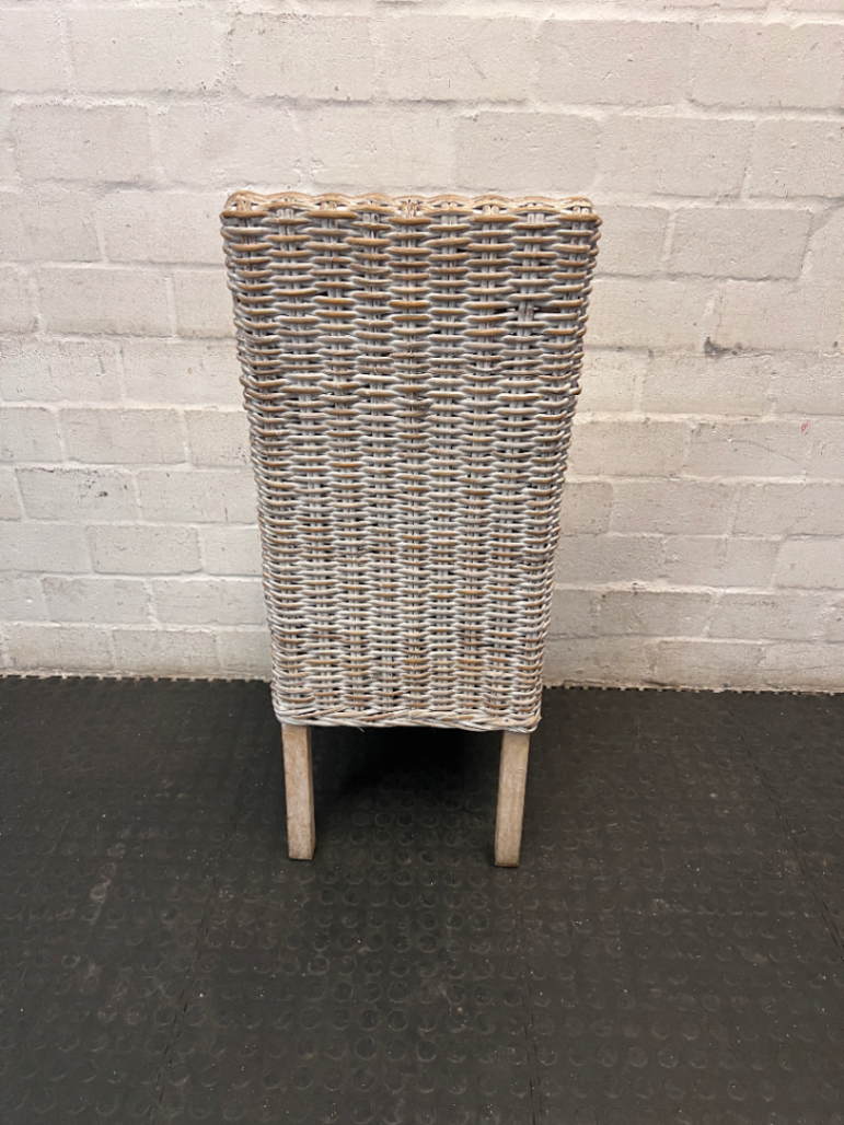 White-Washed Rattan High-Back Dining Chair — Good C - 2ndhandwarehouse.com