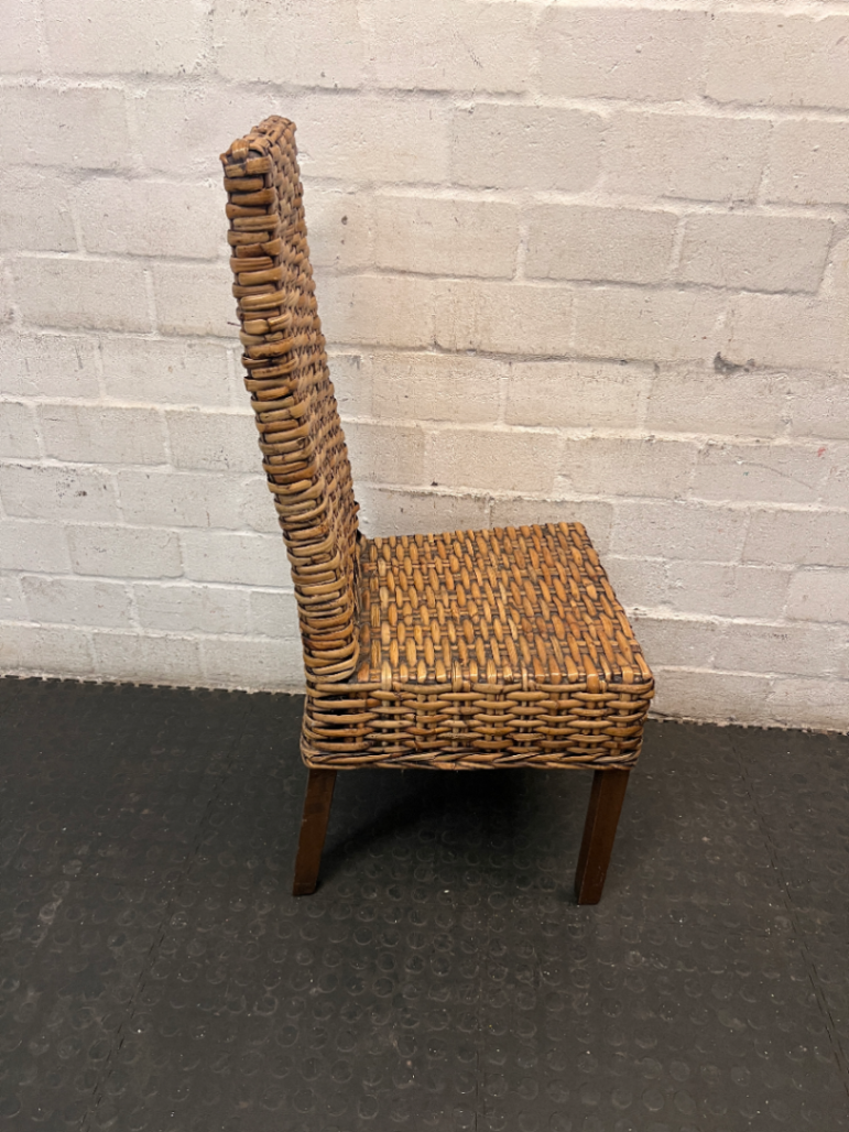 High-Back Woven Rattan Dining Chair - 2ndhandwarehouse.com