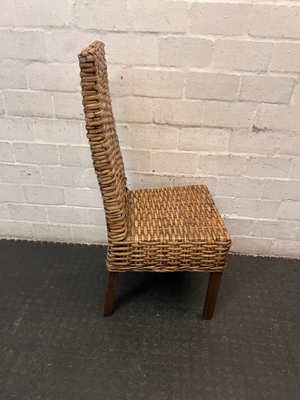 High-Back Woven Rattan Dining Chair - 2ndhandwarehouse.com