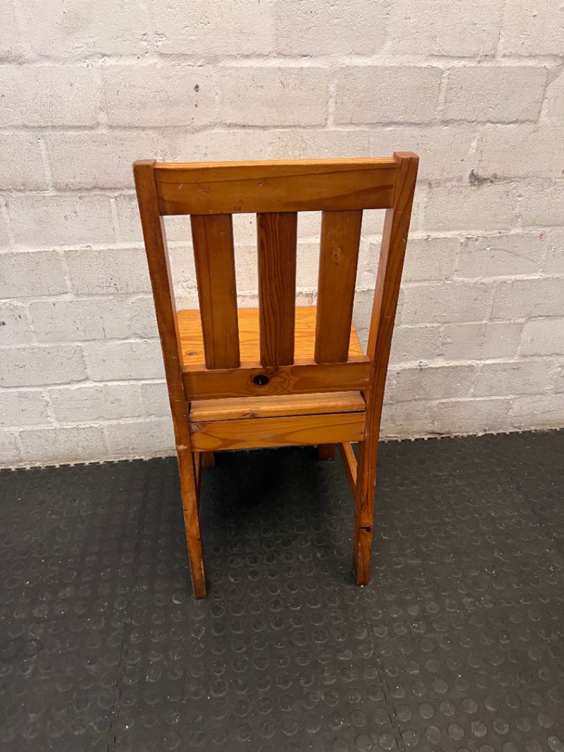 Classic Oregon Pine Slat-Back Dining Chair — Visible Surface Wear and M - 2ndhandwarehouse.com