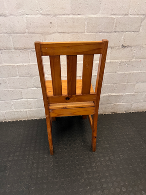 Classic Oregon Pine Slat-Back Dining Chair — Visible Surface Wear and M - 2ndhandwarehouse.com