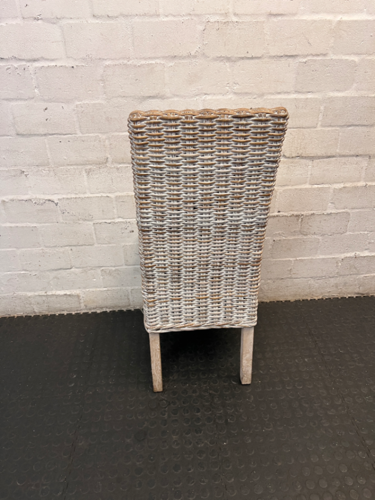 White Two-Tone Rattan Weave Dining Chair — Good C - 2ndhandwarehouse.com