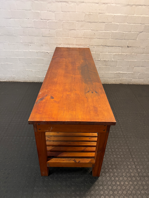 Large Oregon Pine Slatted Sideboard Server — Good Working O - 2ndhandwarehouse.com