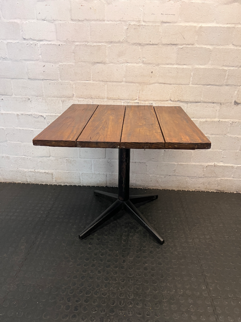 Square Wooden Top Cafe Table with Black Pedestal Base - 2ndhandwarehouse.com