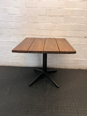 Square Wooden Top Cafe Table with Black Pedestal Base - 2ndhandwarehouse.com