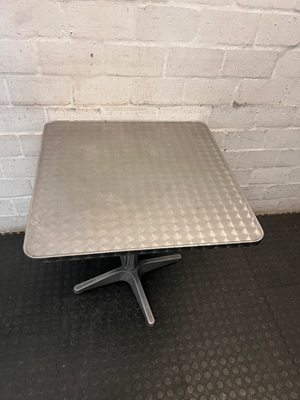 Square Stainless Steel Cafe Table with Pedestal Base - 2ndhandwarehouse.com