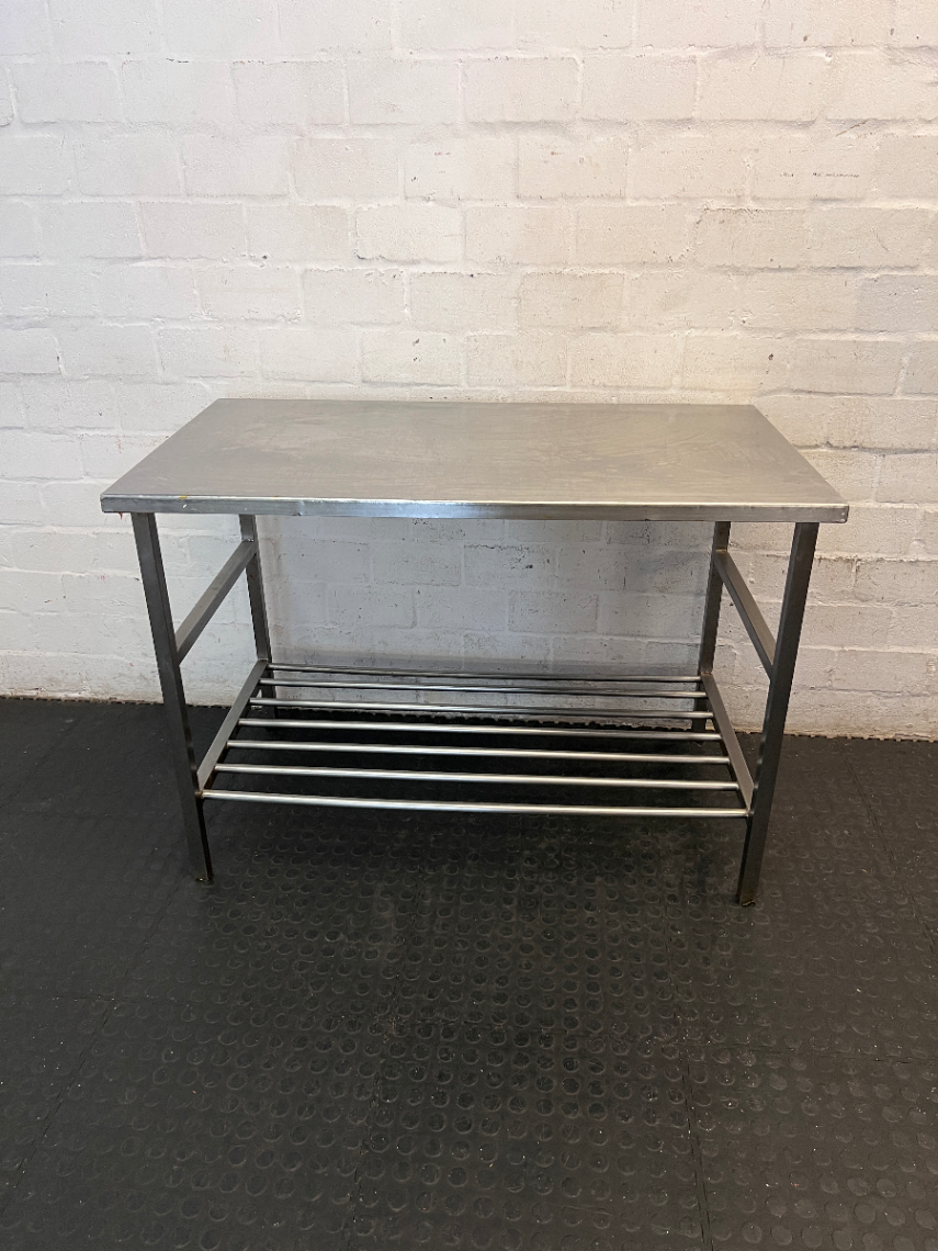 Industrial Stainless Steel Prep Table with Slatted Shelf — Good Working O - 2ndhandwarehouse.com