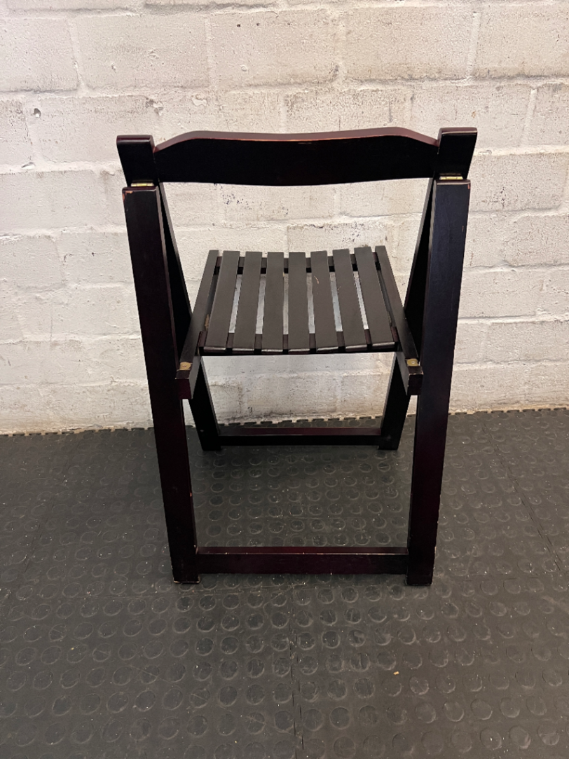 Dark Wood Slatted Folding Chair - 2ndhandwarehouse.com