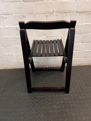 Dark Wood Slatted Folding Chair - 2ndhandwarehouse.com