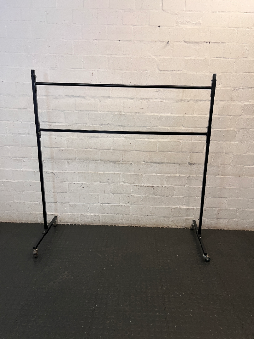 Double Tier Mobile Black Metal Clothing Rail — Well Used C - 2ndhandwarehouse.com