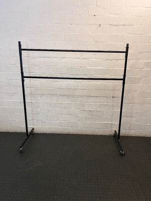 Double Tier Mobile Black Metal Clothing Rail — Well Used C - 2ndhandwarehouse.com