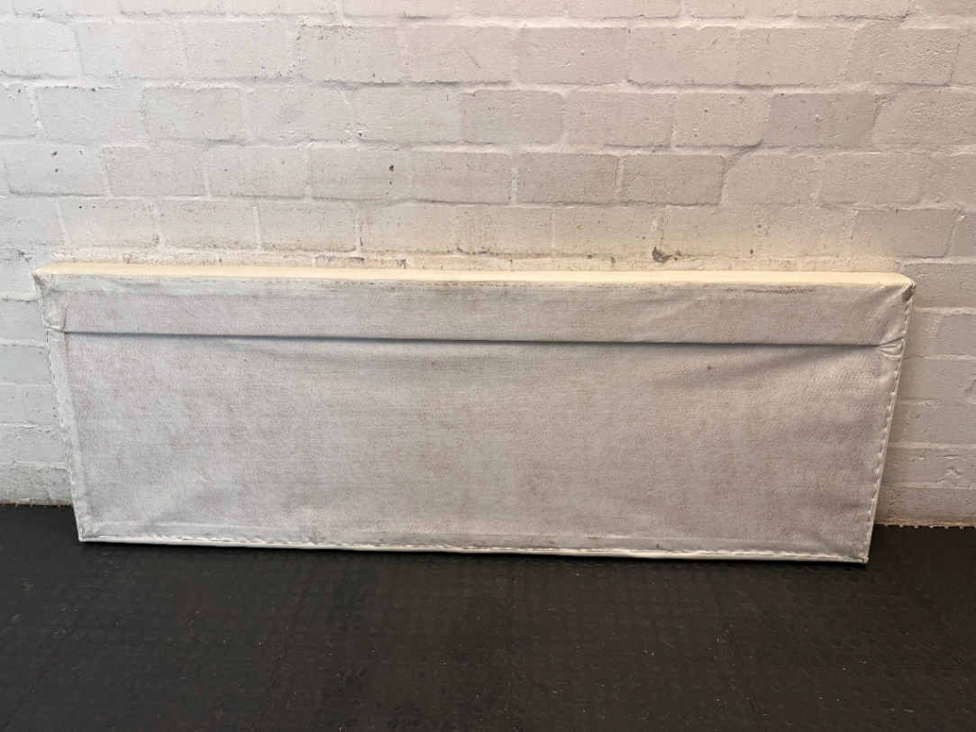 White Faux Leather King Size Headboard — Visible Surface Wear and Marks
