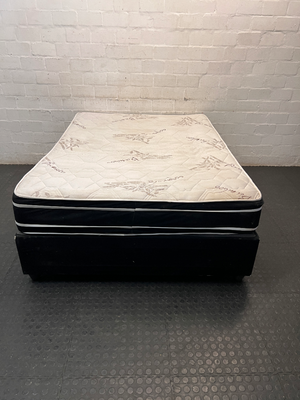 Bamboo Patterned Mattress and Base Set — Fair Condition with Visible Surface Marks