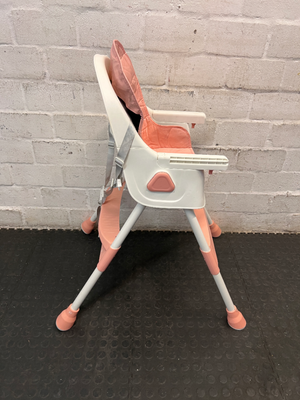 Cushioned Baby High Chair in White and Peach — Clean and Functional Condition