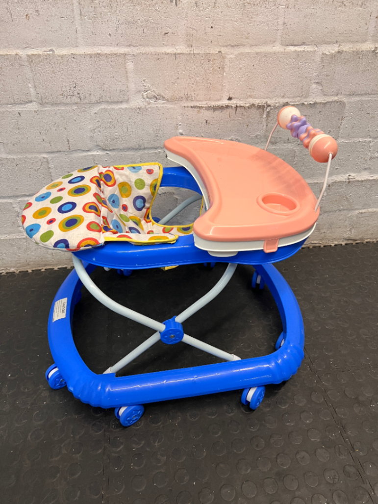 Coloured Plastic Baby Walker with Activity Tray — Good Working Order