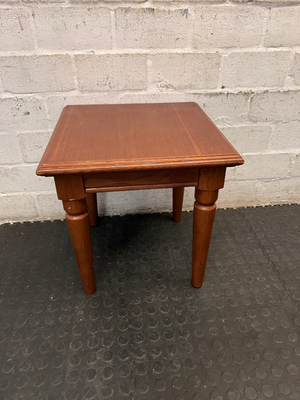 Classic Square Wooden Side Table with Turned Legs — Clean and Well Maintained - 2ndhandwarehouse.com