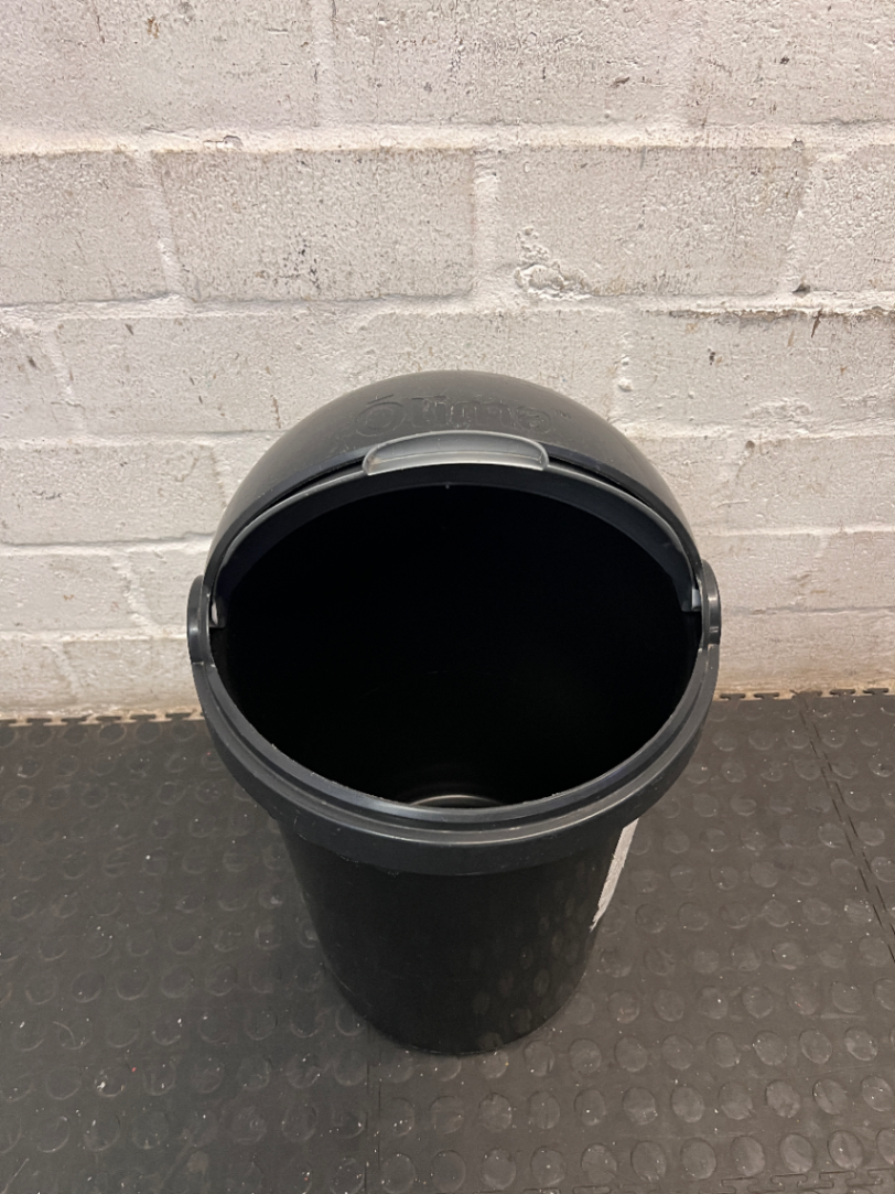 Black and Silver Flip-Lid Plastic Bin
