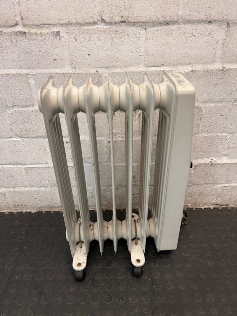 Tropical White Oil-Filled Heater with Castors — Good Working Order