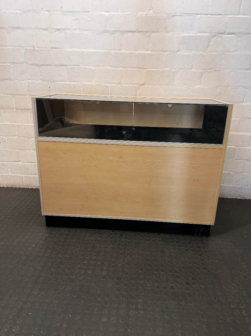 Light Wood-Look Glass Top Retail Display Counter