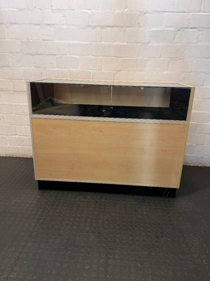 Light Wood-Look Glass Top Retail Display Counter