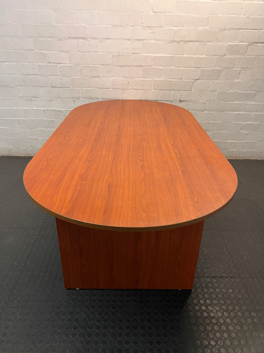 Oval Wood-Tone Boardroom Table — Good Working Order