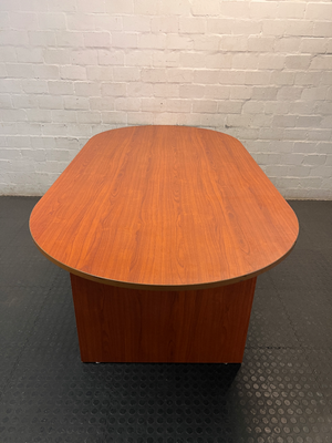 Oval Wood-Tone Boardroom Table — Good Working Order