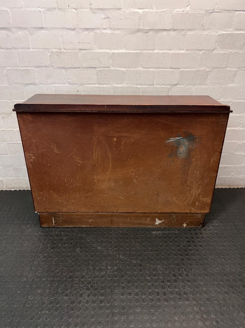 Vintage Wooden Sideboard with Glass Display Compartment — Good Wood Condition