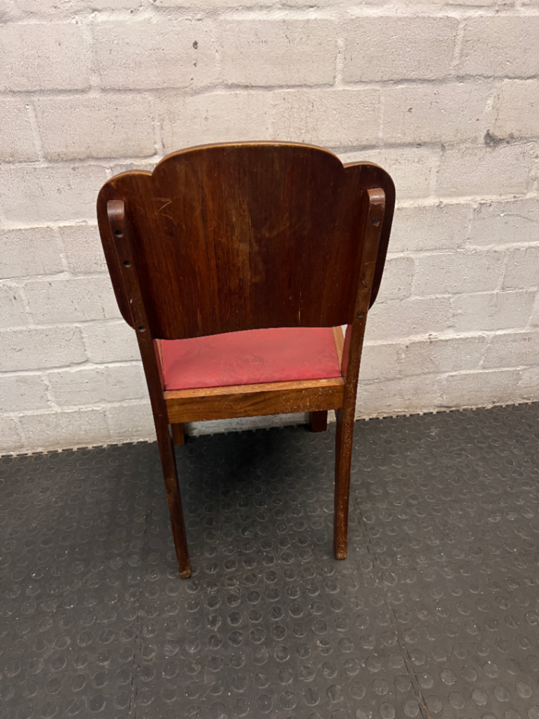Vintage Wooden Dining Chair with Scalloped Backrest