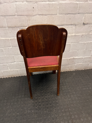 Vintage Wooden Dining Chair with Scalloped Backrest