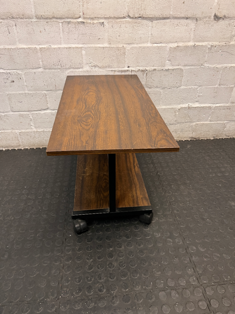 Wood Grain Finish TV Unit on Wheels