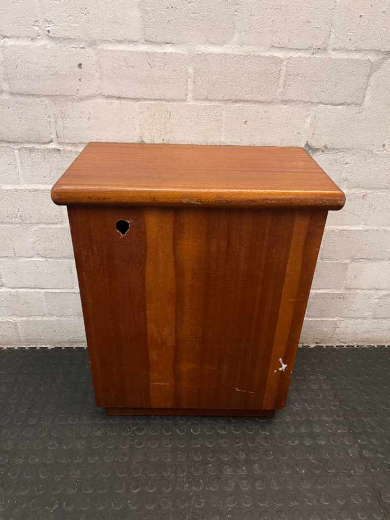 Compact Wood TV Unit with Storage Doors — Fair Condition with Surface Wear
