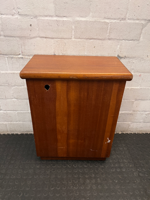 Compact Wood TV Unit with Storage Doors — Fair Condition with Surface Wear