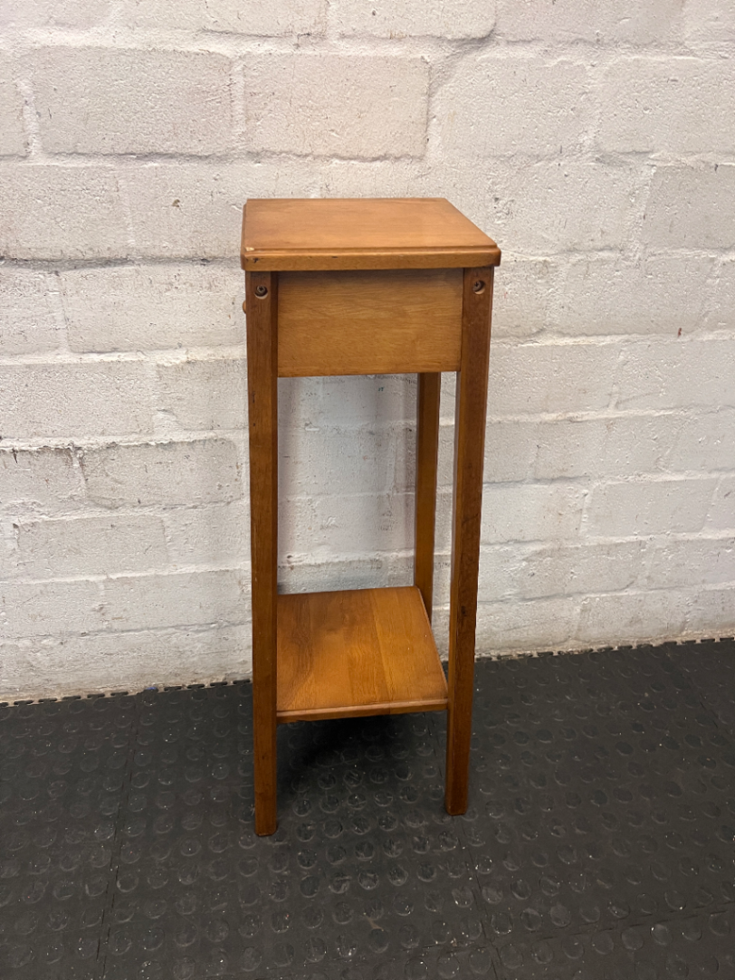 Tiered Wooden Plant Stand with Lower Shelf — Well Used Condition
