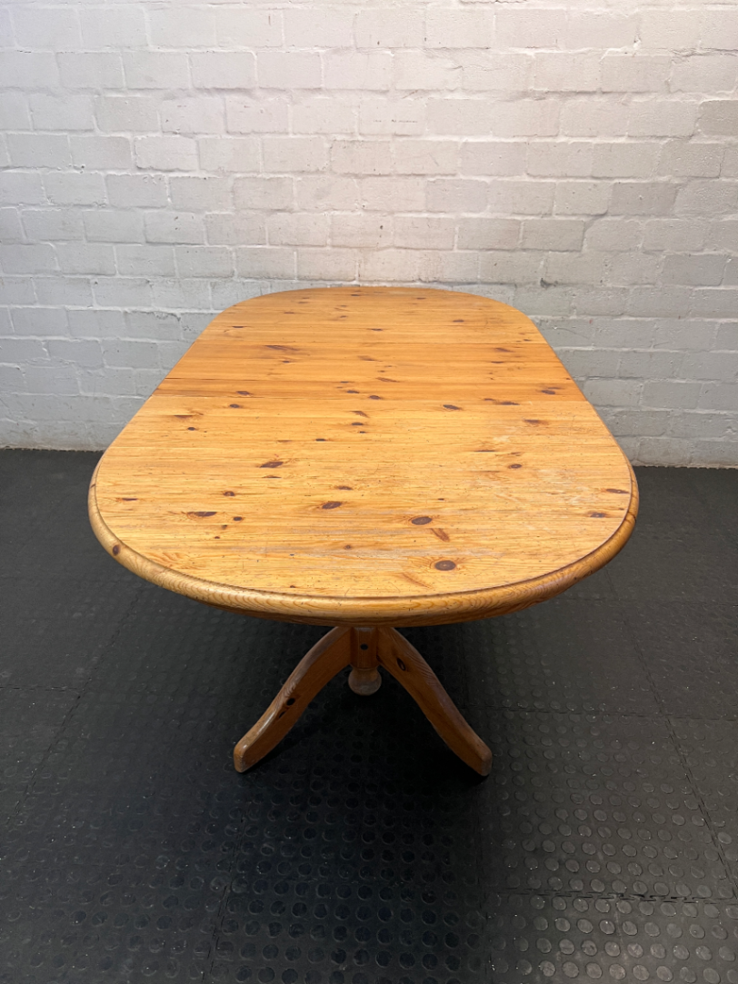 Oval Extendable Wooden Dining Table — Fair Condition with Surface Scratches and Wear