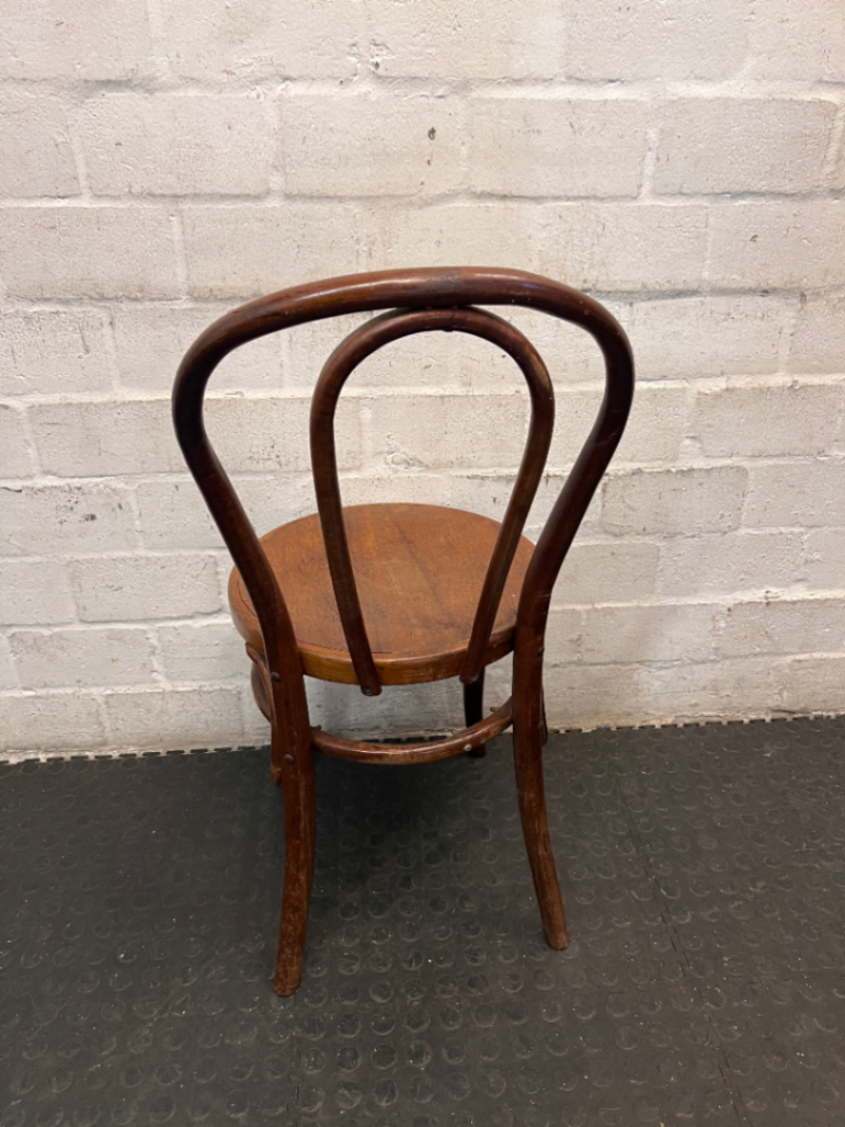 Vintage Bentwood Style Wooden Dining Chair — Surface Scuffs and Worn Varnish on Seats