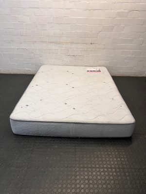 Queen Extra-Length Quilted Mattress — Fair Condition with Visible Wear