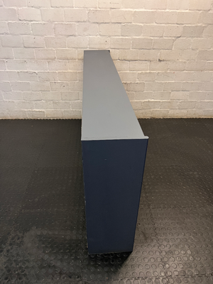 Low Horizontal Grey Multi-Compartment Bookshelf — Good Condition