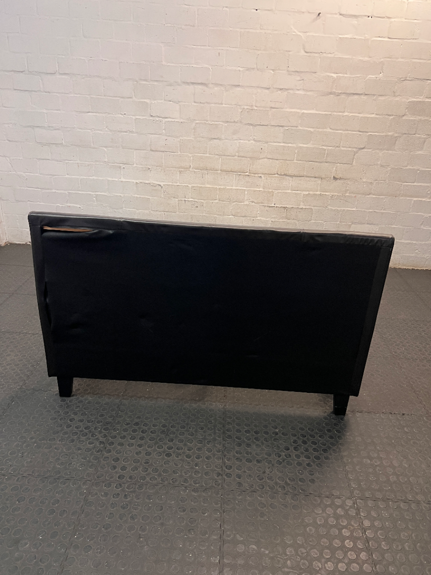 Dark Faux Leather Double Bed Frame with Slats