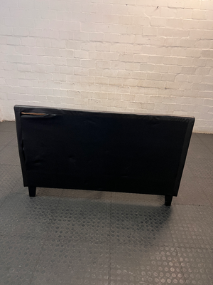 Dark Faux Leather Double Bed Frame with Slats