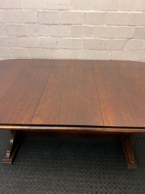 Oval Dark Wood Trestle Dining Table