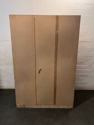 Light Brown 3-Door Wardrobe with 3 Drawers — No back board