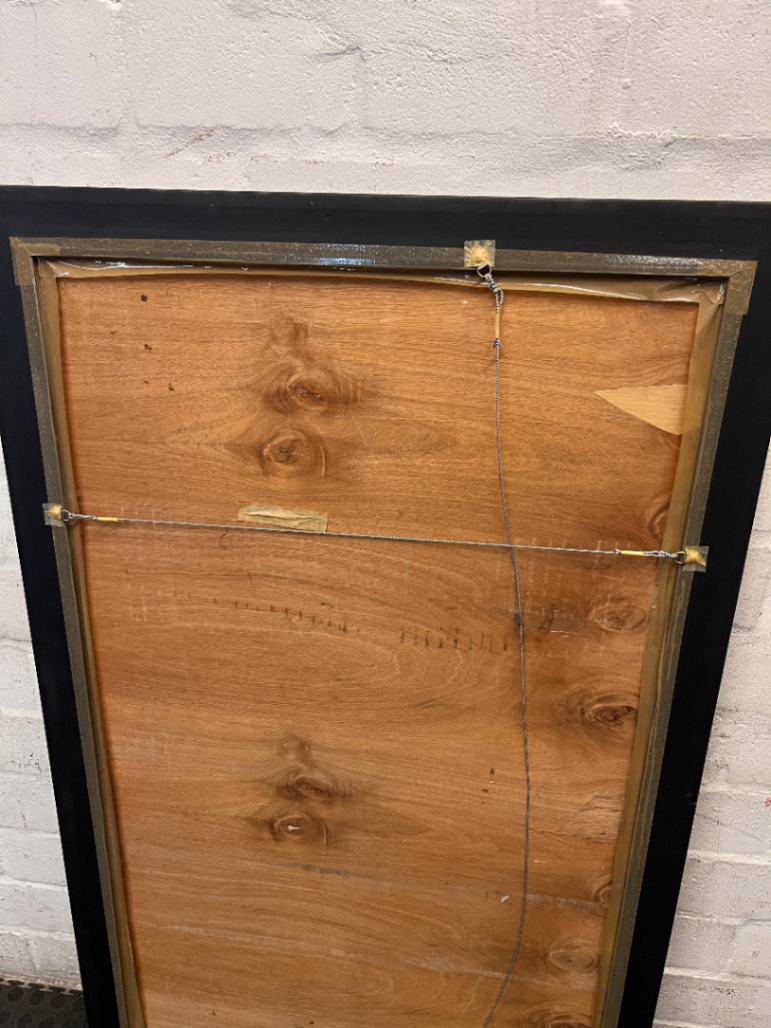Large Rectangular Champagne Gold Beaded Mirror — Clean Condition