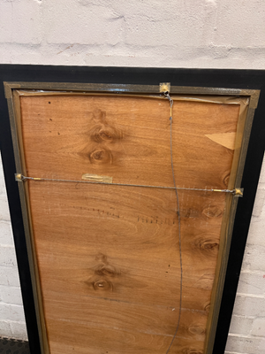 Large Rectangular Champagne Gold Beaded Mirror — Clean Condition