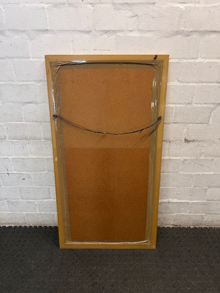 Rectangular Wall Mirror with Bevelled Gold Frame — Fair Condition with Visible Wear
