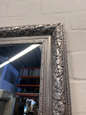 Ornate Full-Length Silver Mirror — Good Condition