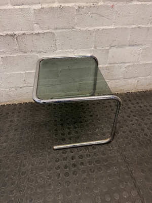 Glass and Chrome Cantilever Side Table
