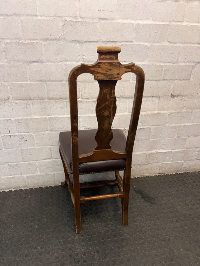 Weylandts Wood and Leather Dining Chair — One Chair Chipped at Top
