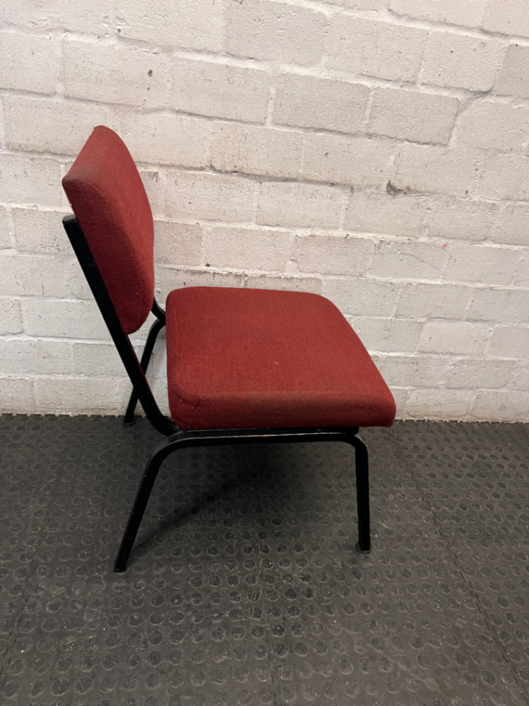 Red Fabric Mid Back Office Visitor Chair — Aged But Structurally Sound
