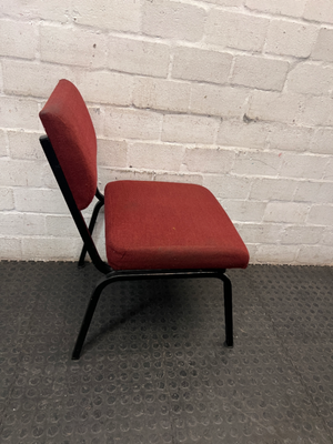 Red Fabric Mid Back Office Visitor Chair — Aged But Structurally Sound